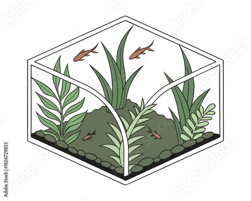 Colorful Tropical Aquarium Fish Illustration