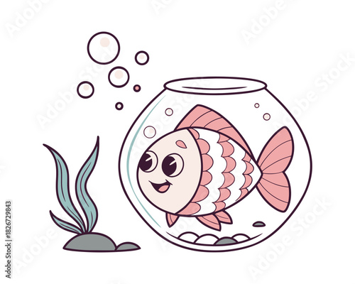 Colorful Tropical Aquarium Fish Illustration