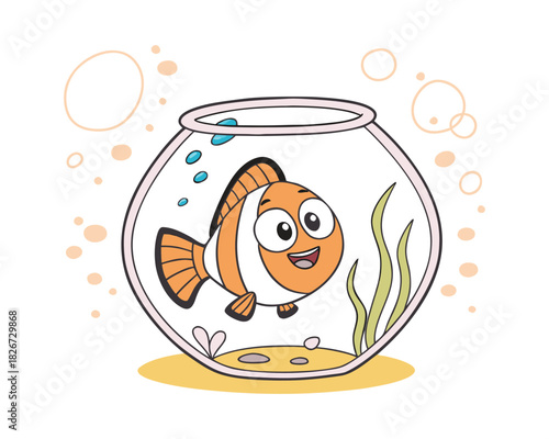 Colorful Tropical Aquarium Fish Illustration