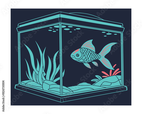 Colorful Tropical Aquarium Fish Illustration