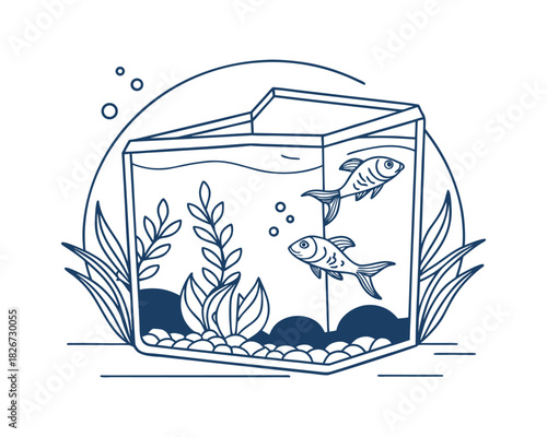 Colorful Tropical Aquarium Fish Illustration