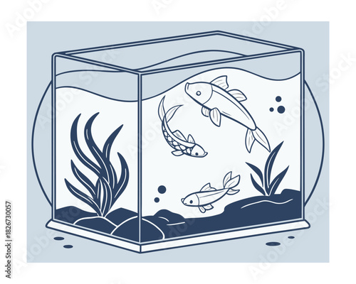 Colorful Tropical Aquarium Fish Illustration