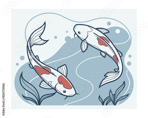 Colorful Tropical Aquarium Fish Illustration
