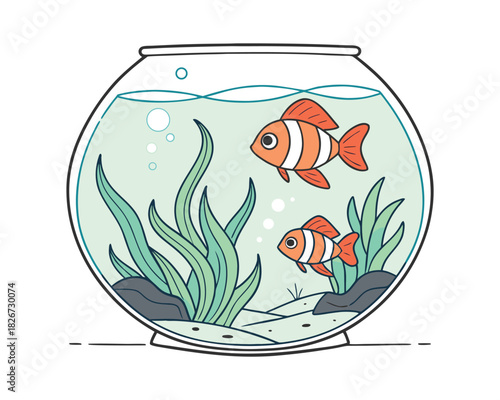 Colorful Tropical Aquarium Fish Illustration