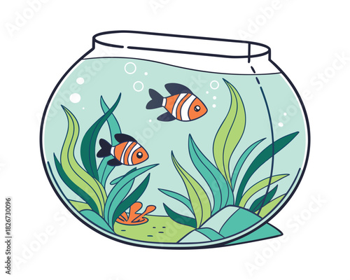 Colorful Tropical Aquarium Fish Illustration