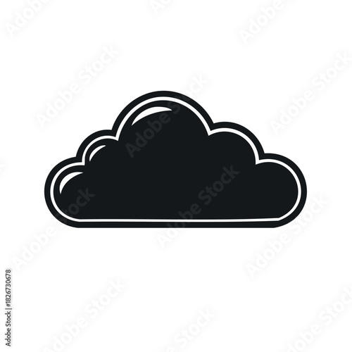 Simple Black Cumulus Cloud Icon with Outline