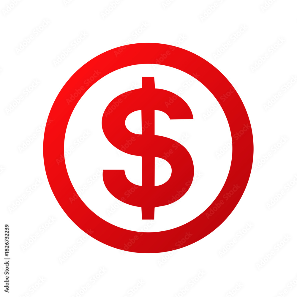 Obraz premium Red dollar sign in a circle symbol for finance and money concepts