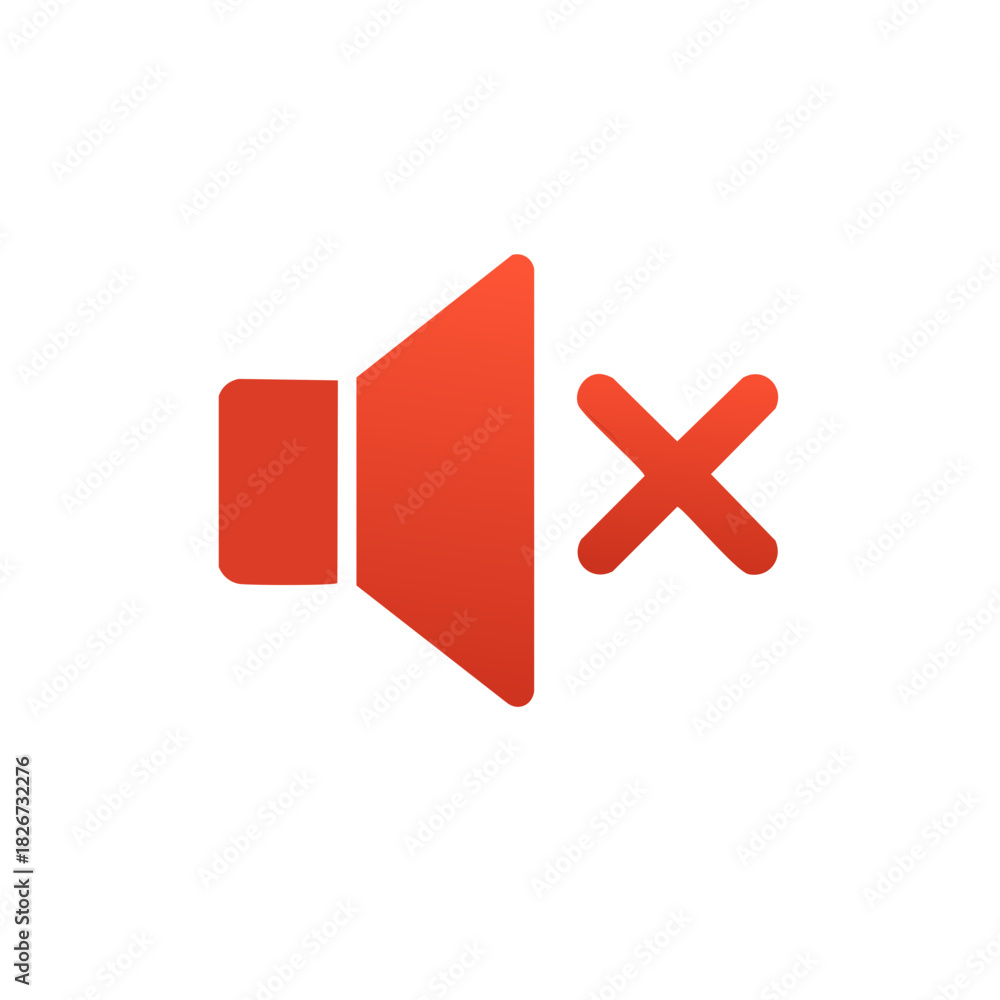 Obraz premium Red mute speaker icon indicating no sound or silenced audio in a modern user interface design
