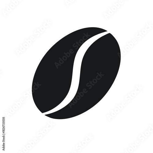 Black and white coffee bean graphic design element showing a stylized coffee bean illustration