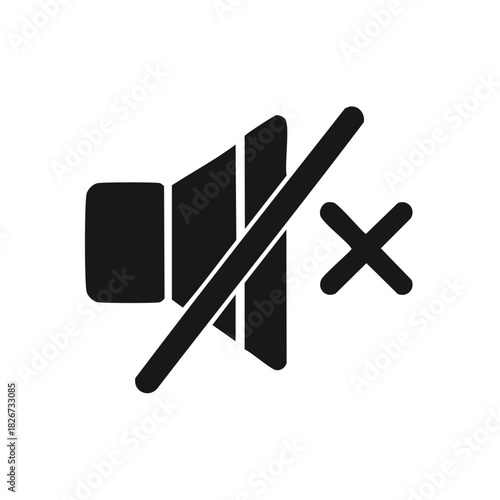 Mute speaker icon with cross-out symbol silence, sound off design