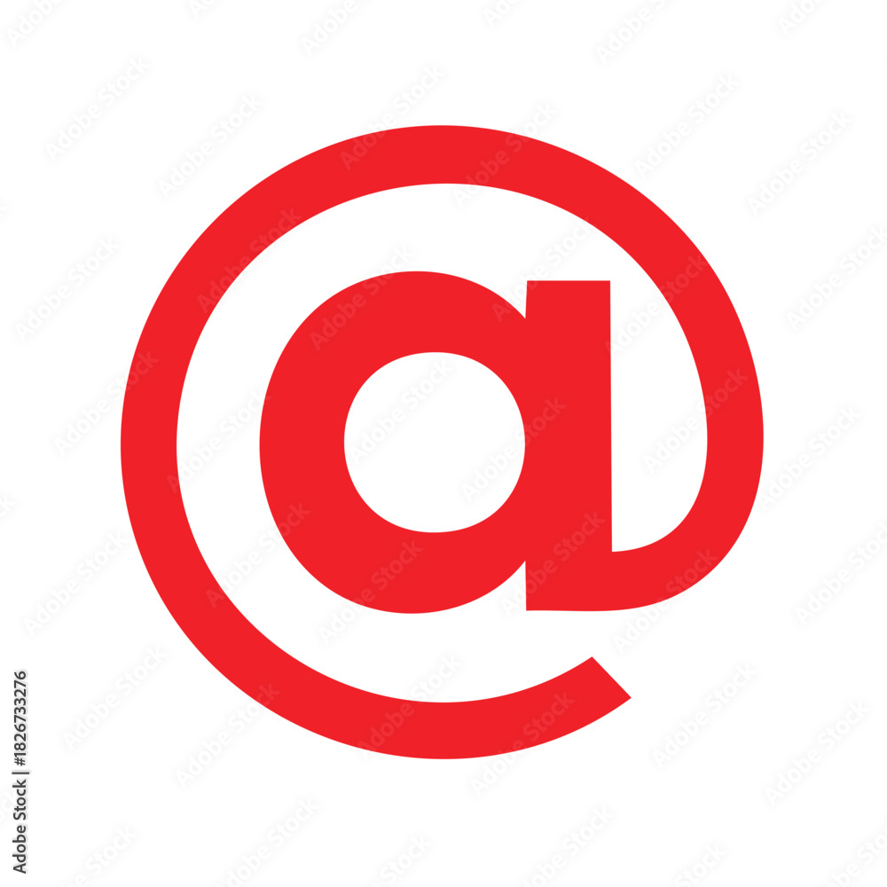 Fototapeta premium Bright Red At Sign Icon Symbol Graphic for Digital Media and Business