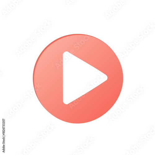 Modern red gradient play button icon for multimedia video and audio player controls