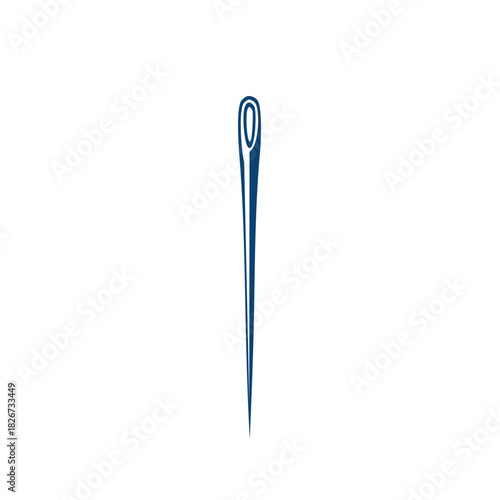 Stylized blue sewing needle symbol for sewing and tailoring projects