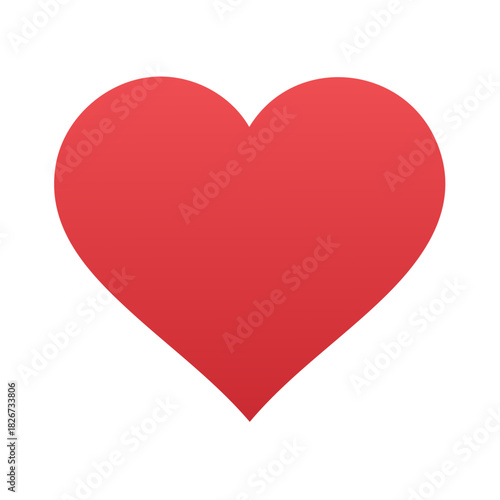 Simple vibrant red heart shape symbol representing love passion and romance icon graphic