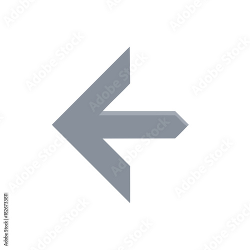 Grey three dimensional arrow pointing left navigation direction symbol