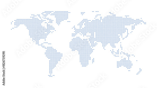 halftone world map with dot pattern, dotted globe continents graphic, black and white earth planet illustration, global geography elements, digital simple travel infographics, vector isolated concept 