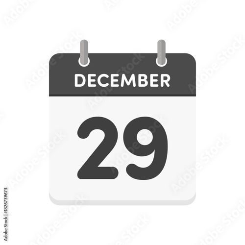 12月29日･December 29の日めくりカレンダーのアイコン - 12/29の日付入り英語の暦