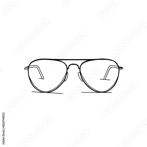 Outline drawing of aviator style eyeglasses