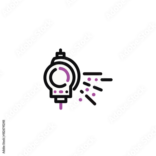 Air quality sensor line icon. Environmental pollution detector symbol. Smart home technology vector illustration