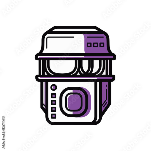 Quantum computer vector icon. Futuristic technology and science outline illustration. Isolated graphic symbol for quantum computing concepts.