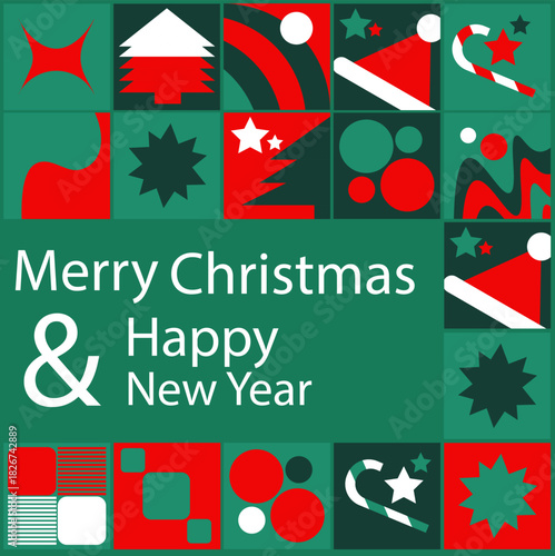 Merry Christmas brochure cover set in flat design. Poster templates with Christmas decor, holiday, socks and santa. Vector.