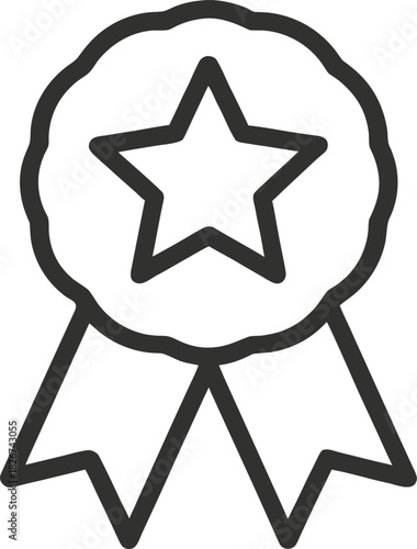 award ribbon icon with star outline  vector illustratio on white background