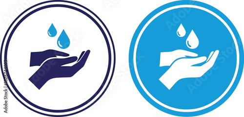Handwashing hygiene icon vector   water drop hand care symbol set