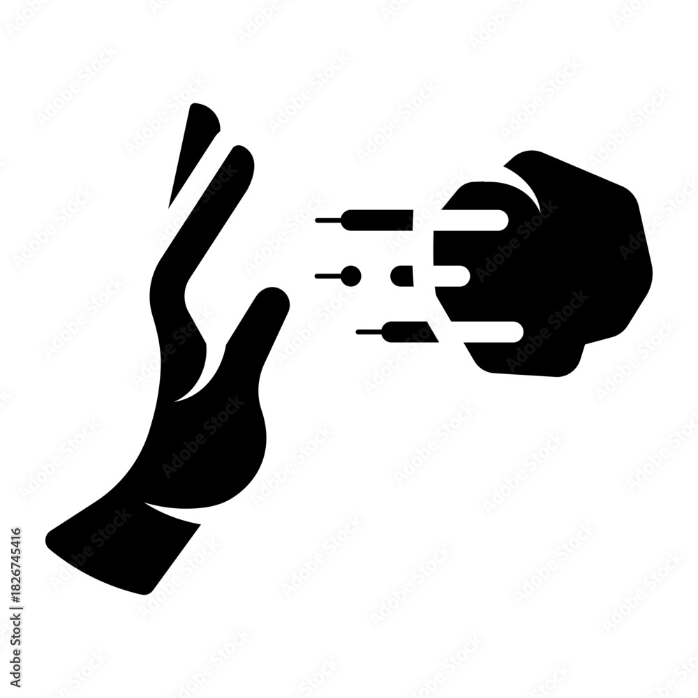 Fototapeta premium hand throw stone glyph icon