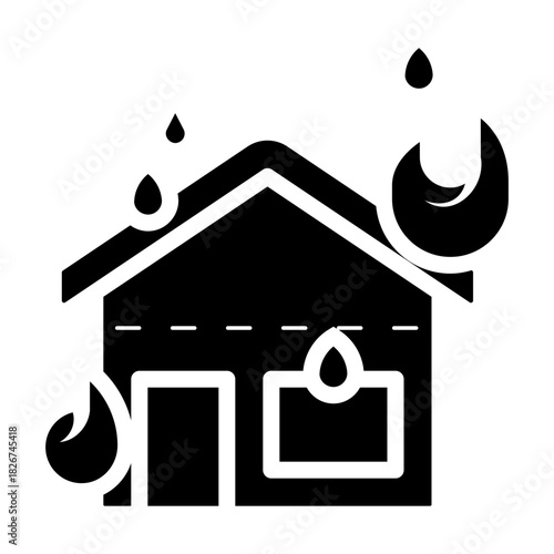 house fire by arson glyph icon