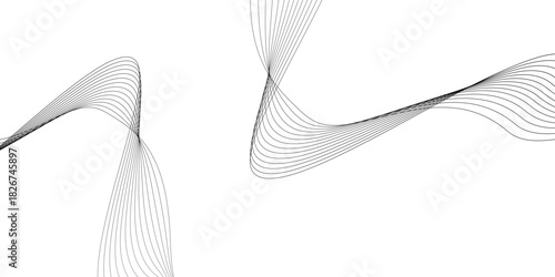 Minimalist Abstract Black Line Wave on White Background, Elegant Graphic Design