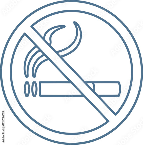 No smoking sign outline icon vector   prohibition symbol for public health and restricted areas