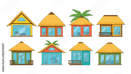 Tropical Beach Hut Collection in Various Colors and Styles