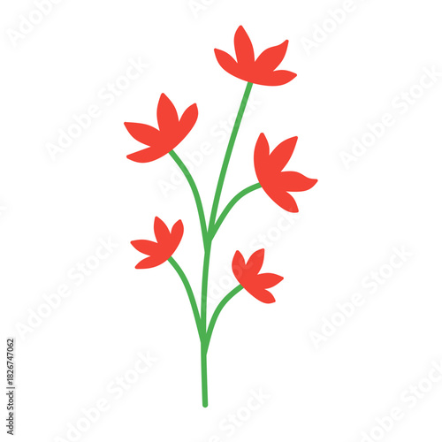 Simple red flowers on green stems