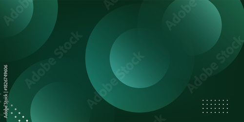 Dark Green Abstract Background with Gradient Circles and Geometric Dot Elements. Modern concept for graphic design, background, web design, poster, banner, book, slideshow.