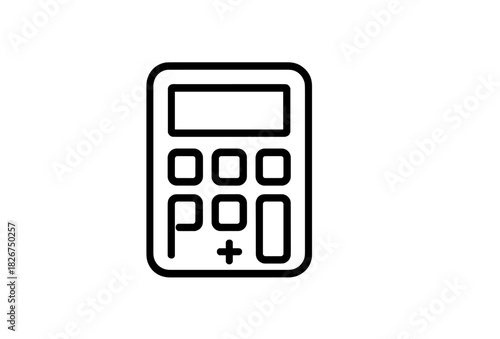 Minimalist outline icon of a pocket calculator used for mathematical calculations and accounting