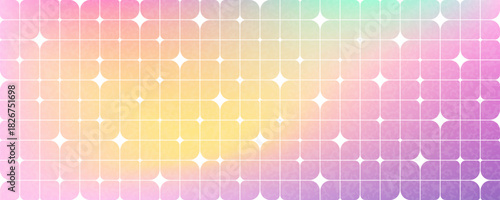 Trendy gradient Y2K style background. Abstract geometric layout with stars