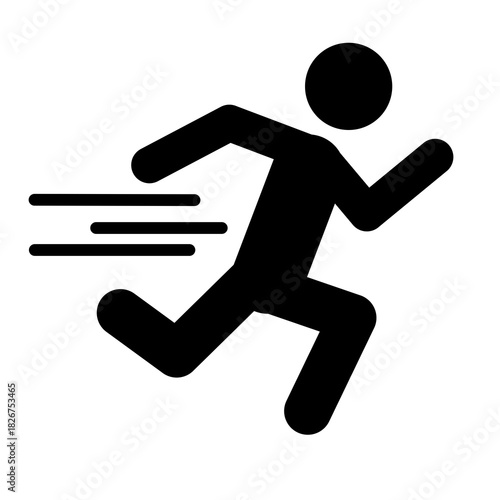 Flat style running sport icon. Flat style running man icon, Male runner silhouette.