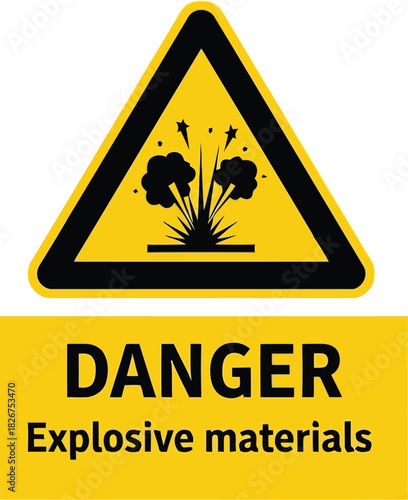 Warning sign explosive materials danger symbol safety hazard warning triangle caution icon vector