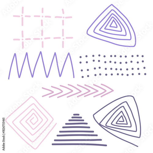 Spots, lines, dots. A vector set of minimalist, trendy, hand-drawn abstract elements