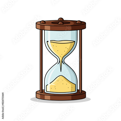 Vintage Hourglass with Flowing Sand Depicting Time Passing.