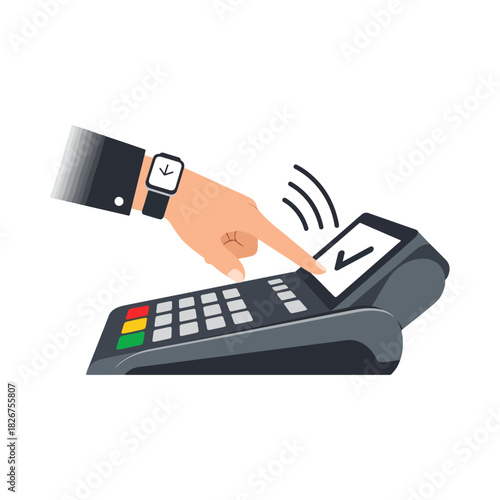 Contactless Payment with Smartwatch on POS Terminal.