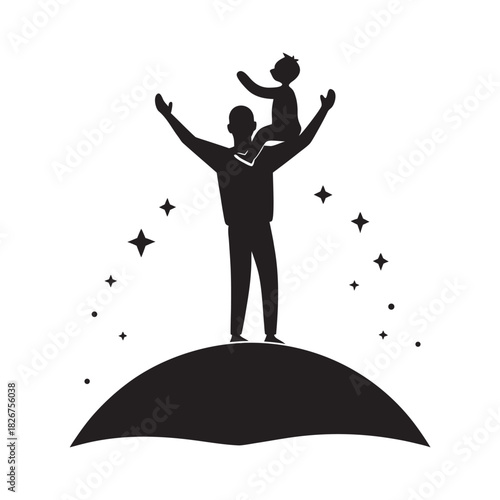 Father And Child On Shoulders Family Bond Silhouette
