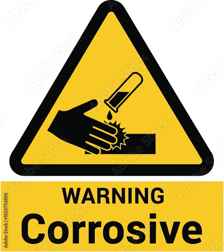 Corrosive hazard warning sign safety symbol industrial chemical danger alert symbol vector