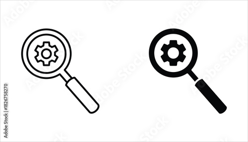 Research icon set. Concept of Business analysis in outline style. Vector Illustration for logo, emblem, and web design.  Isolated on white background.