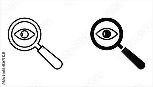 Research icon set. Concept of Business analysis in outline style. Vector Illustration for logo, emblem, and web design.  Isolated on white background.