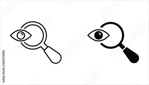 Research icon set. Concept of Business analysis and engine optimization in outline style. Used for logo, emblem, and web design. Vector Illustration on white background.