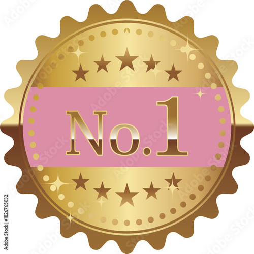 高級感のあるメルヘンなNo.1エンブレム　ピンク＆ゴールド