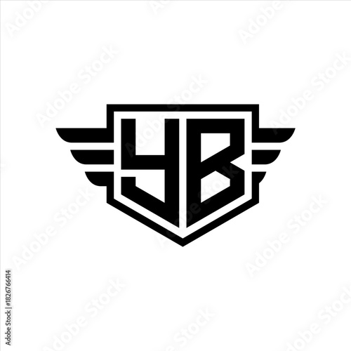 YB Logo vector image of initial shield with wing outline and simple shield