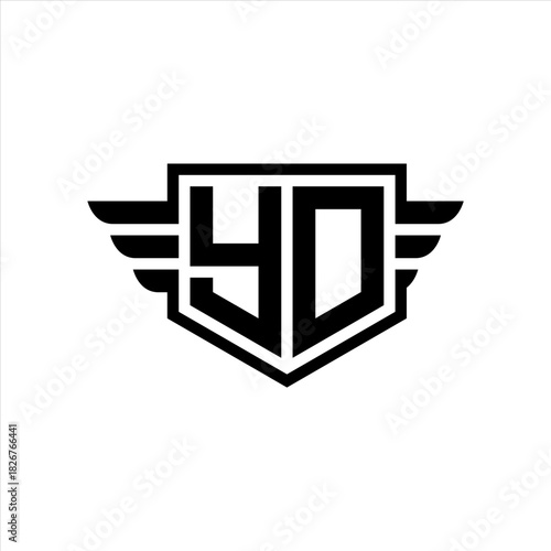 YD Logo vector image of initial shield with wing outline and simple shield