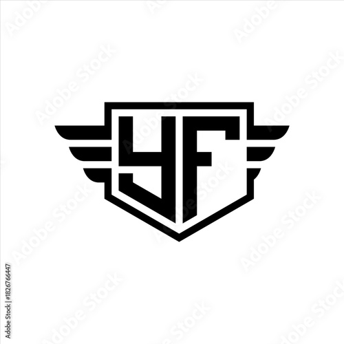 YF Logo vector image of initial shield with wing outline and simple shield